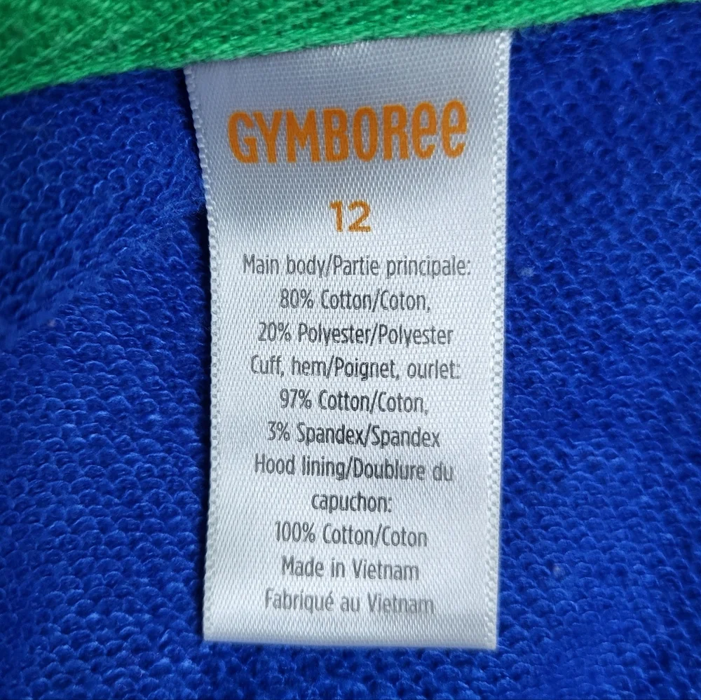 Gymboree Boys Gray Blue Green Dinosaur Spike Full Zip Hoodie‎ Hello Dino Sz 12